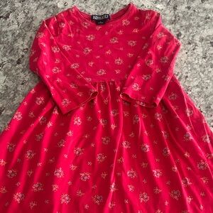 Lands' End Red Floral Kids Dress